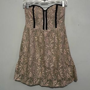 Pins and Needles lace strapless teal dress